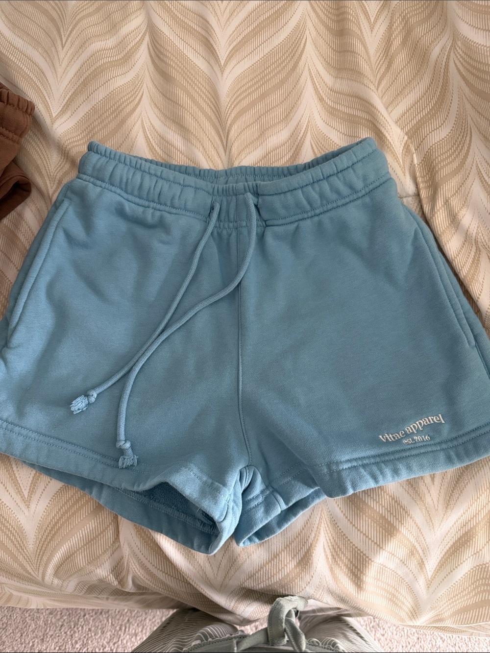 Light Blue Drawstring Athletic Shorts